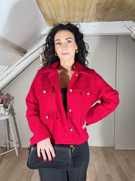 Veste bouclettes - rouge