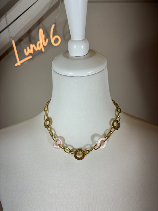 Collier rond rose nacré