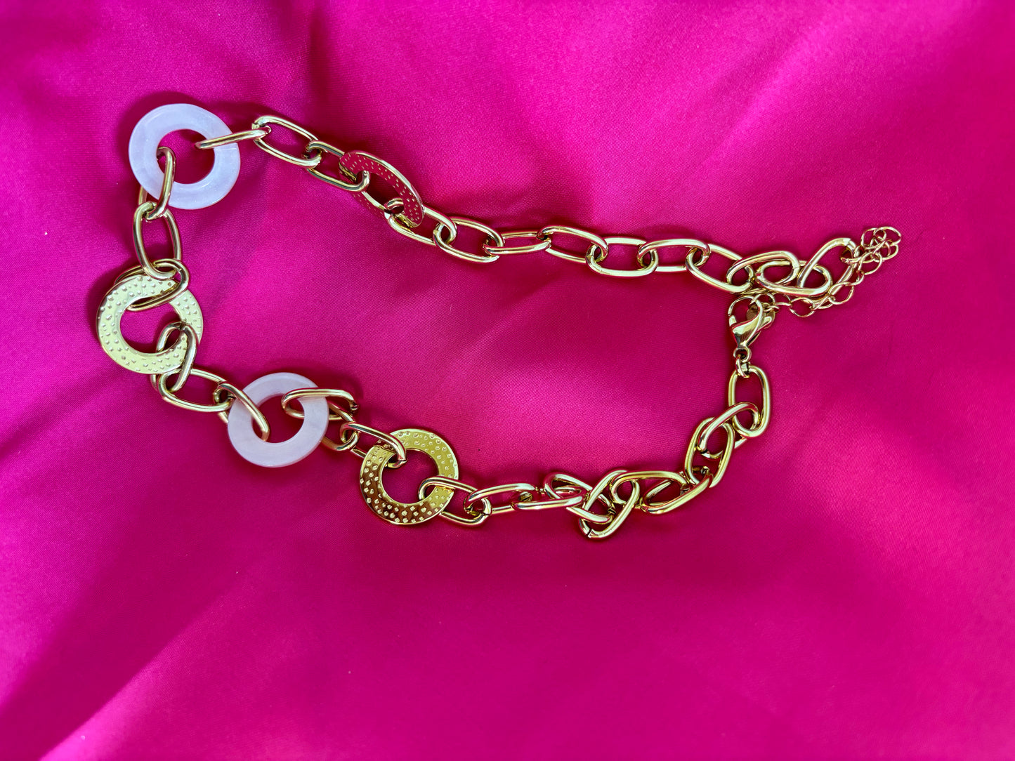 Collier rond rose nacré