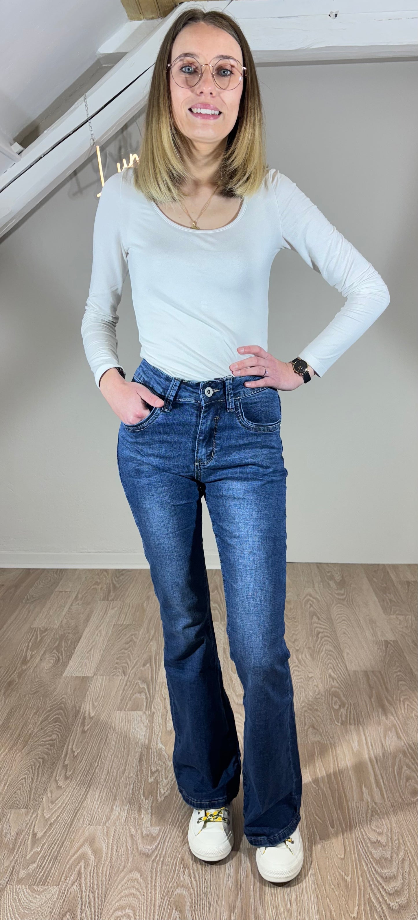 Jean flare bleu