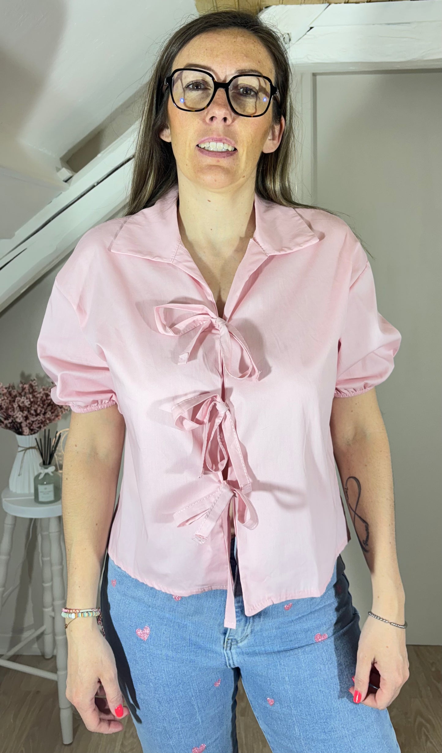 Blouse nœuds - rose