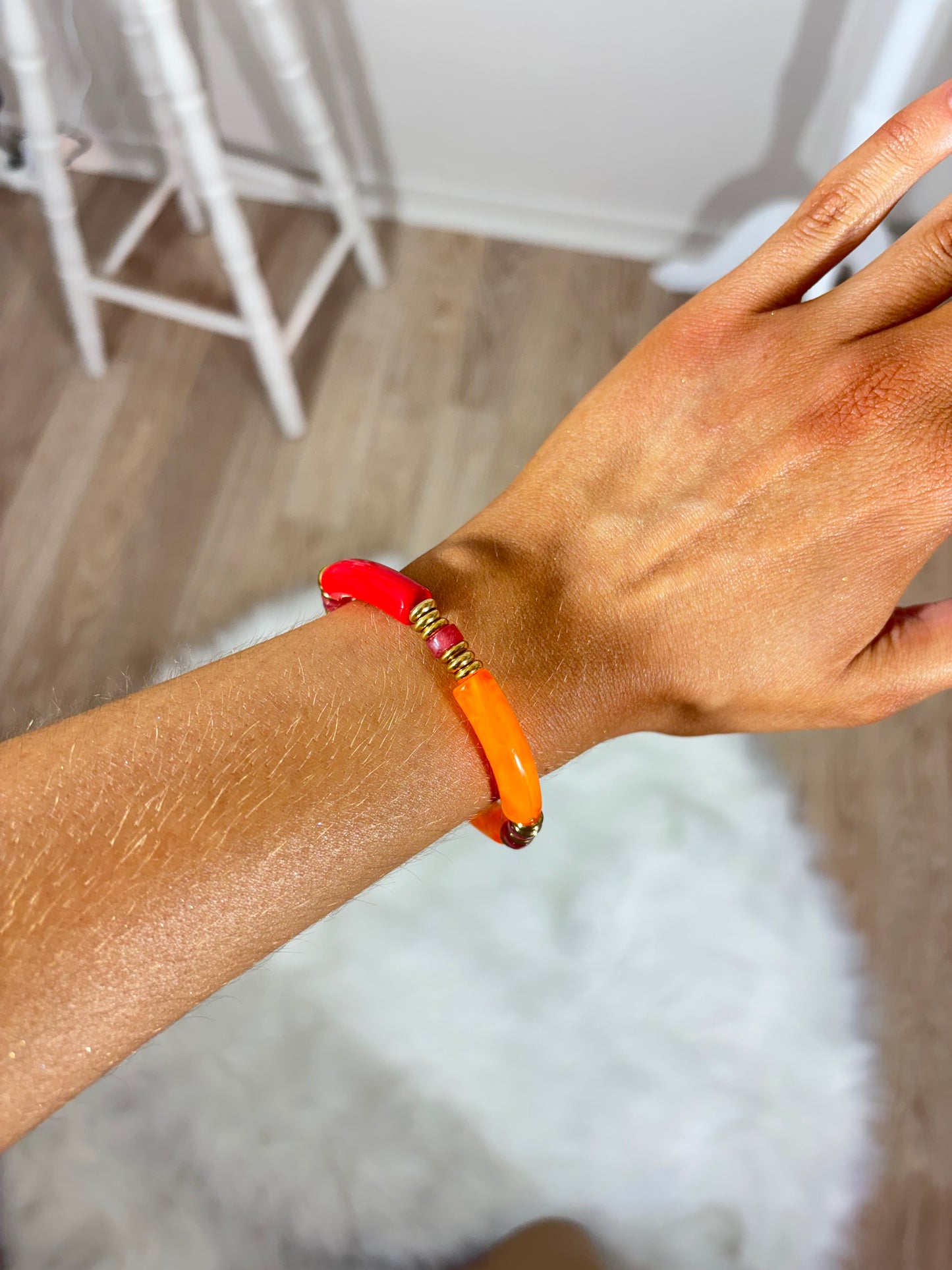 Bracelet tiges orange rouge