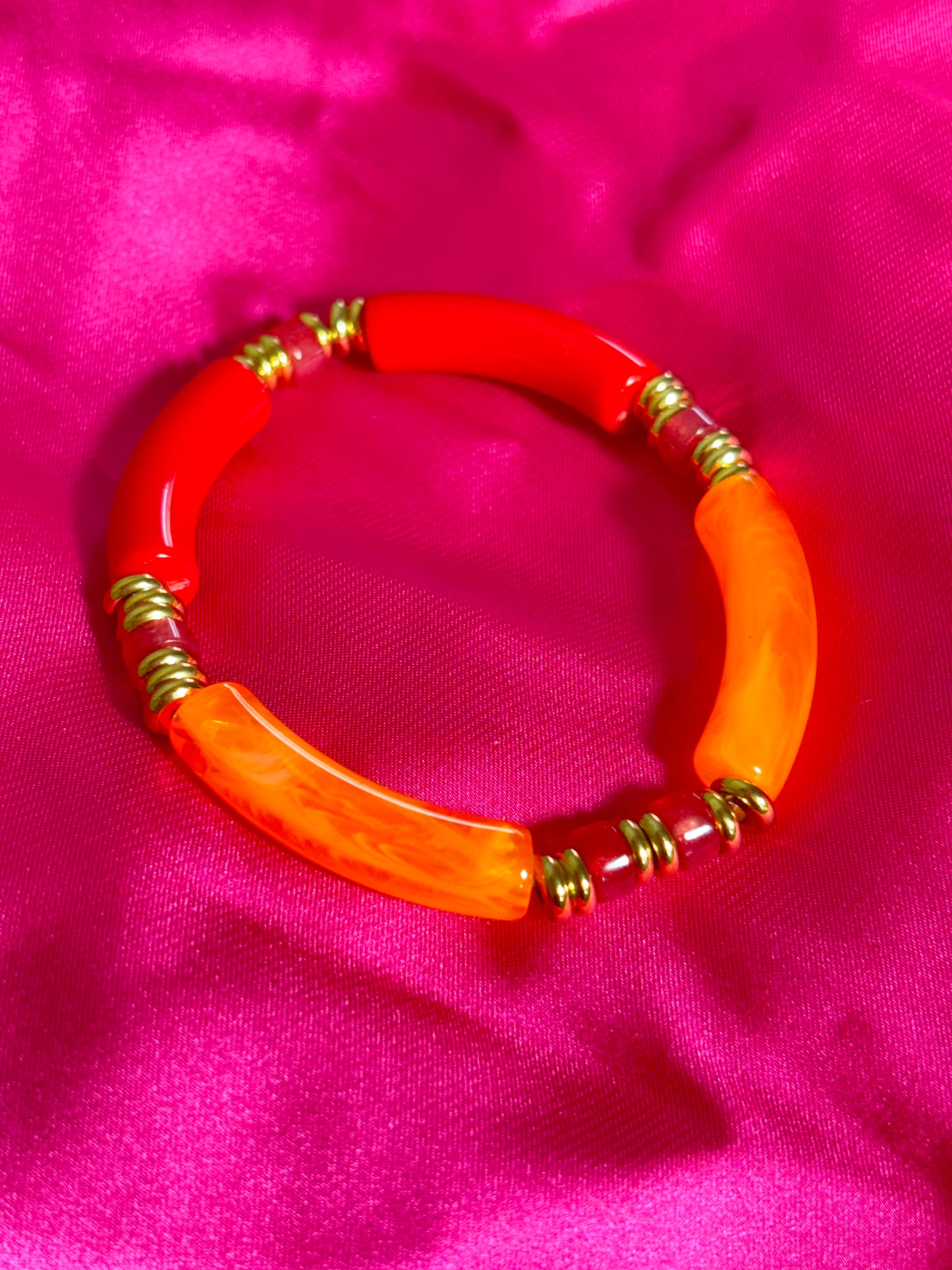 Bracelet tiges orange rouge