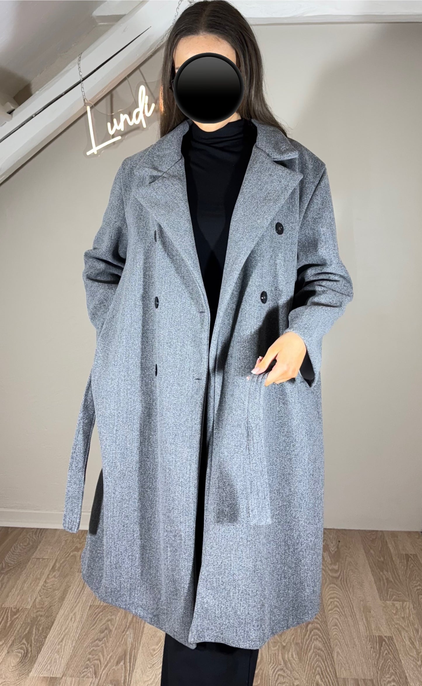 Manteau ceinture - gris