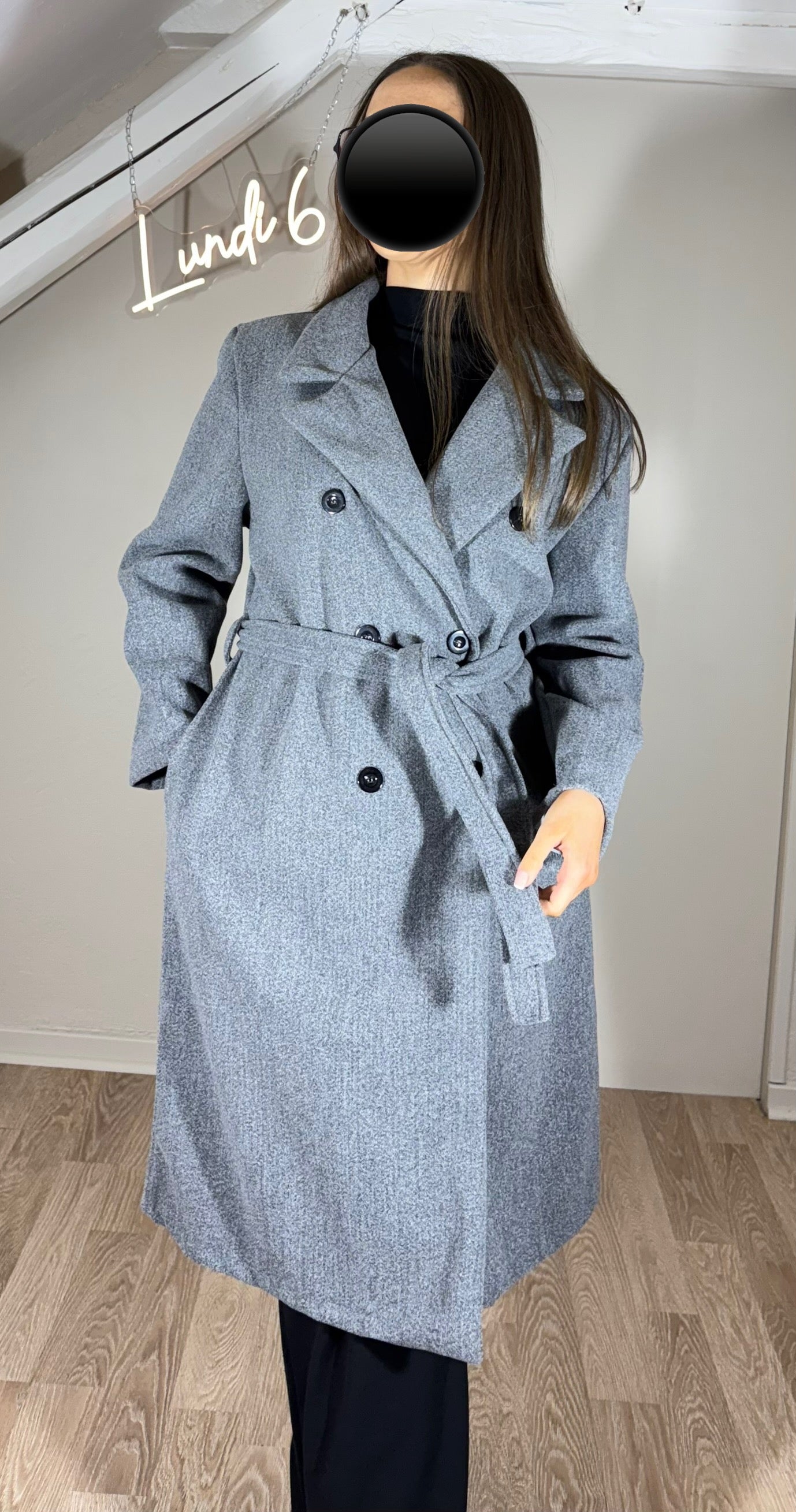 Manteau ceinture - gris