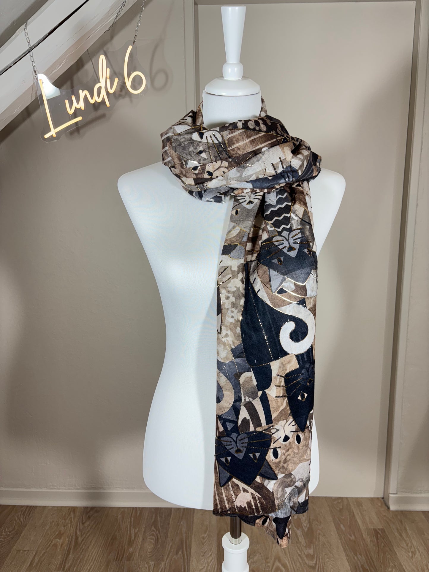 Foulard chats doré