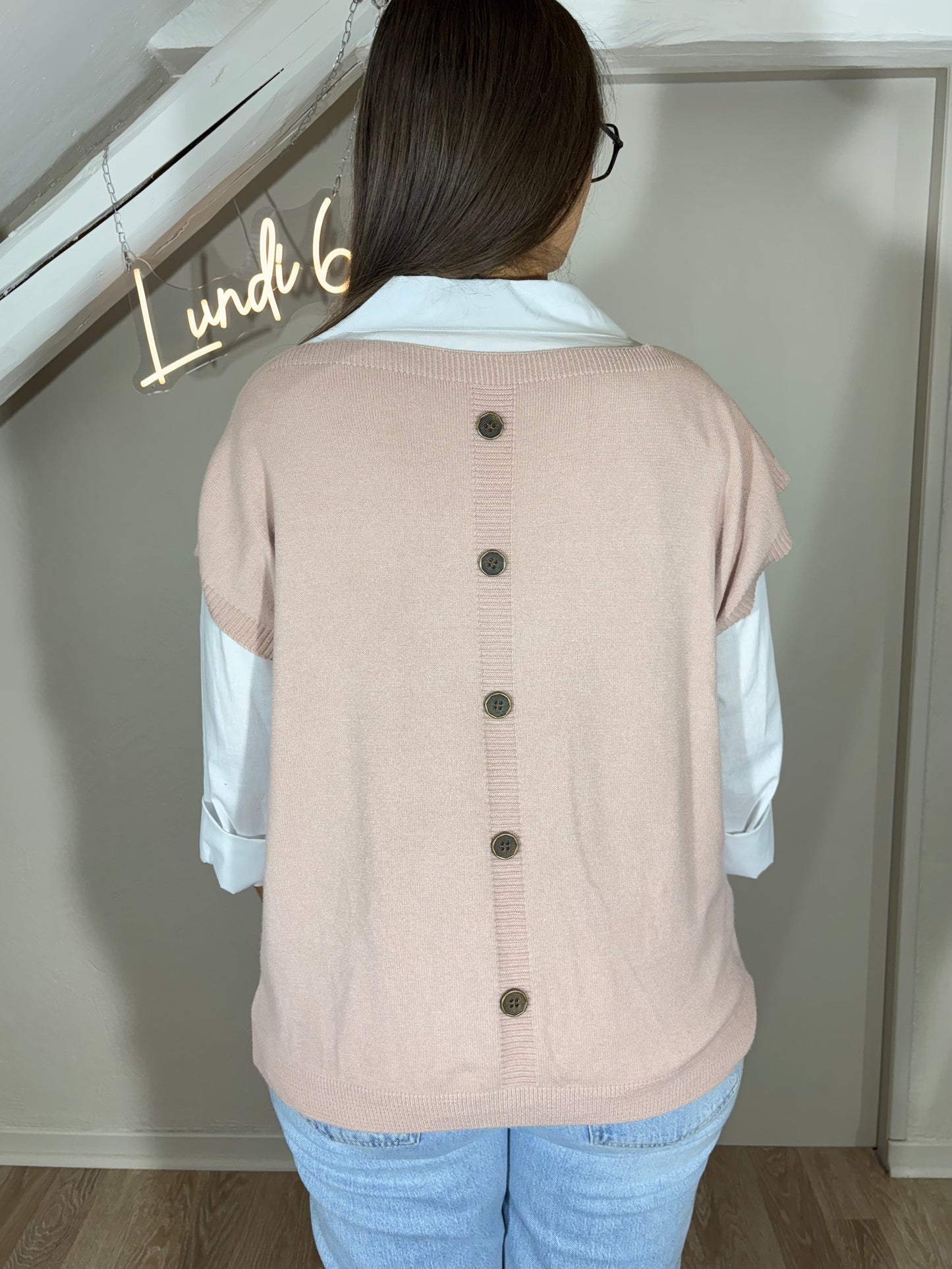 Pull chemise intégrée