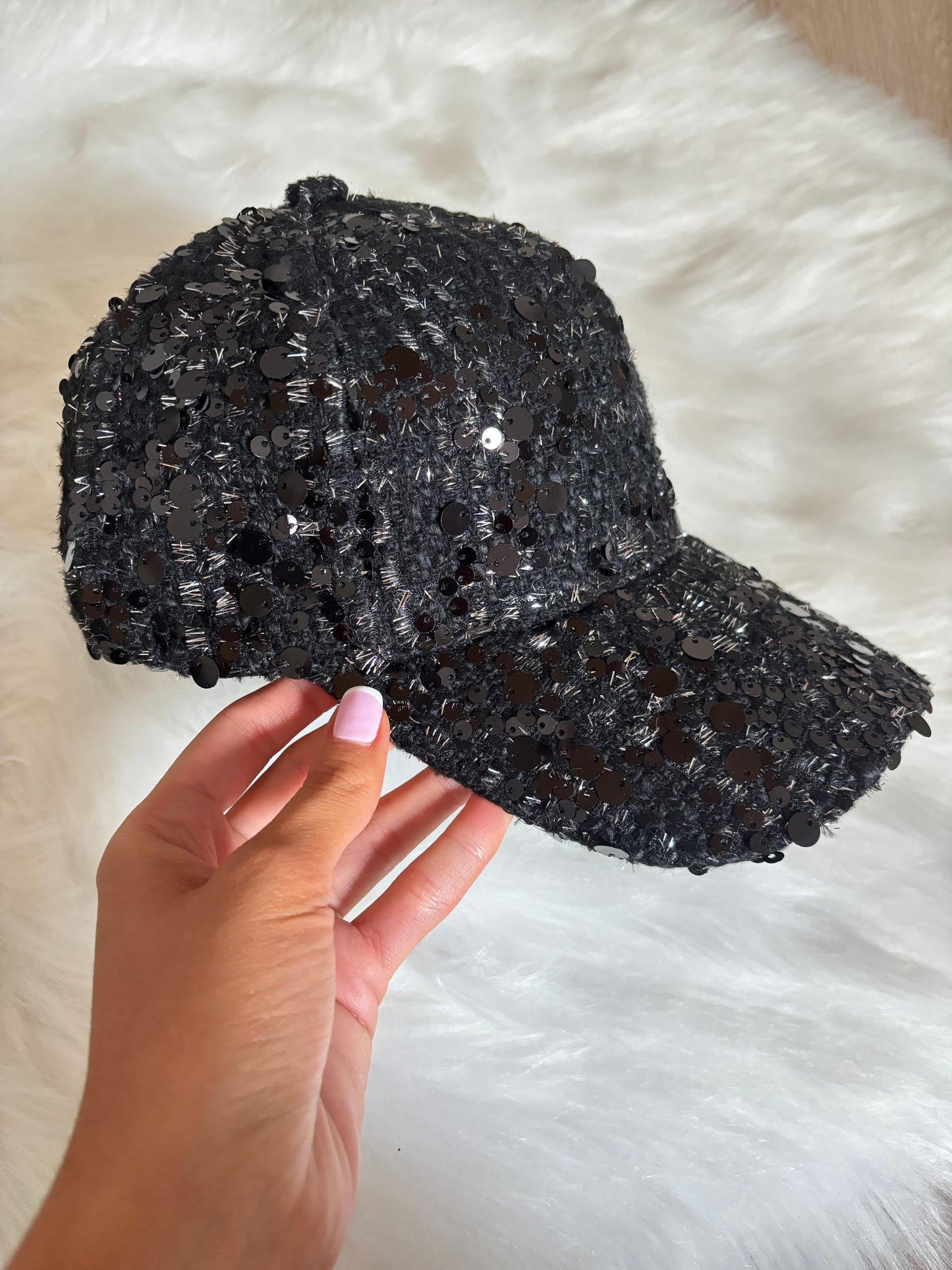 Casquette tweed paillettes