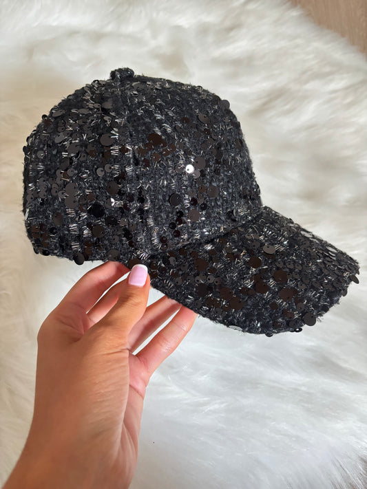 Casquette tweed paillettes